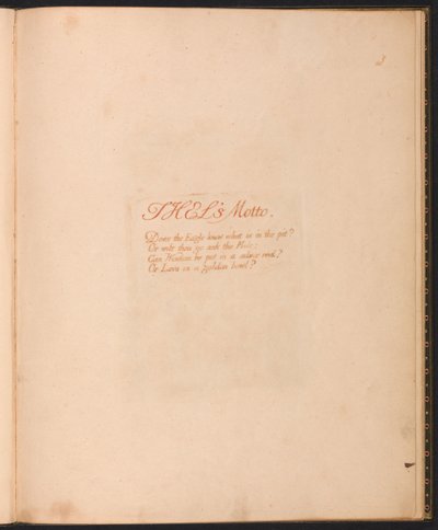 Thel könyve, 1. tábla, Thels mottója... alkotó: William Blake