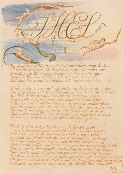 Thel könyve, 3. tábla, Thel , I , Mne Seraphim lányai. . . . alkotó: William Blake