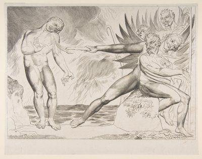 A korrupt tisztviselők köre: Ciampolót gyötörő ördögök, Dantes Infer..., kb. 1825-27. alkotó: William Blake