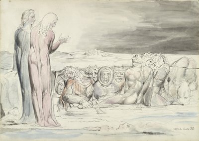 Az árulók köre: Alberti testvérek, illusztráció Dante Alighieri Isteni színjátékához, 1824-27 (toll és tinta WC-vel ceruzával és krétával papíron) alkotó: William Blake