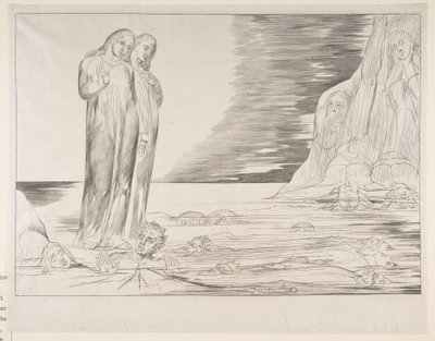 Az árulók köre: Dantes Foot Striking Bocca degli Abbate, Dantes Infe ..., kb. 1825-27. alkotó: William Blake