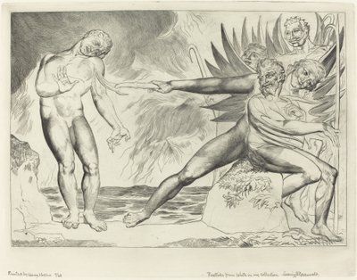 A korrupt tisztviselők köre; Az ördögök kínozzák Ciampolót alkotó: William Blake