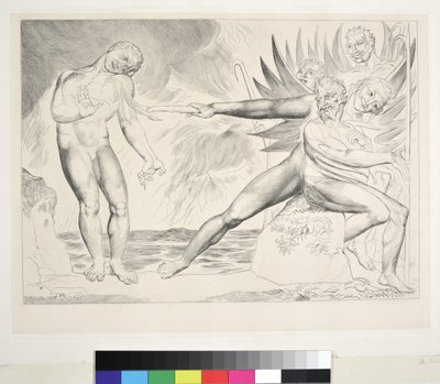 A korrupt tisztviselők köre: A Ciampolót kínzó ördögök, Inferno, XXII. ének, illusztráció Dante Alighieri "Isteni komédiájához". alkotó: William Blake
