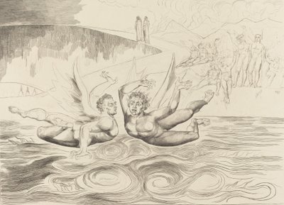 A korrupt tisztviselők köre, az ördögök egymást marasztalják, 1827. alkotó: William Blake