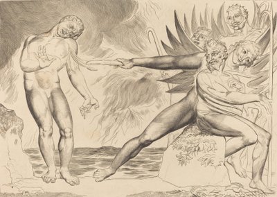 A korrupt tisztviselők köre, a Ciampolot gyötrő ördögök, 1827. alkotó: William Blake
