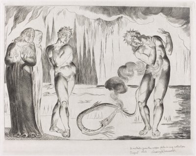 A tolvajok köre; Buoso Donati megtámadta a kígyó alkotó: William Blake