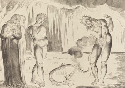A tolvajok köre, Buoso Donati Megtámadta a kígyó, 1827. alkotó: William Blake