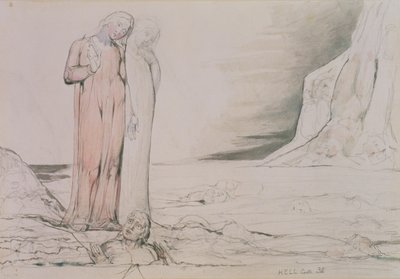 Az árulók köre, illusztráció a Dante Alighieri (1265-1321) „Isteni színjáték” „Pokol” című művének 32. énekéből (toll és tinta, ceruza, akvarell papíron) alkotó: William Blake