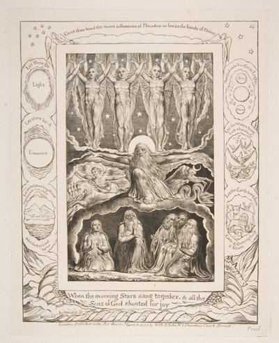 A teremtés, Jób könyvének illusztrációiból, 1825-26. alkotó: William Blake
