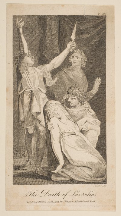 Lucretia halála, Allens Új és pártatlan római történelemből, 1797. alkotó: William Blake
