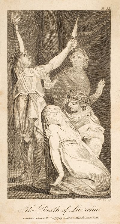Lucretia halála, Allen új és pártatlan római történelméből, pub. 1797 (metszet) alkotó: William Blake