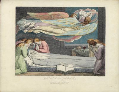 A jó öreg halála, illusztráció Robert Blair "The Grave" című művéből, vésett Louis Schiavonetti alkotó: William Blake