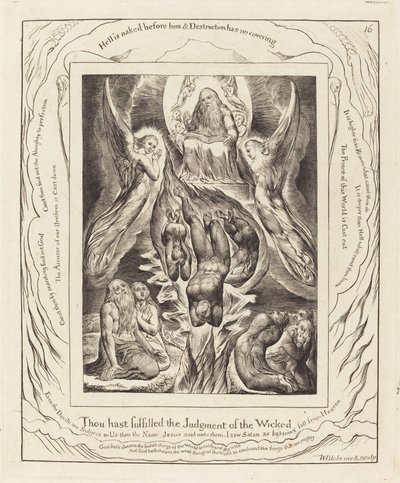 A Sátán bukása, 1825. alkotó: William Blake