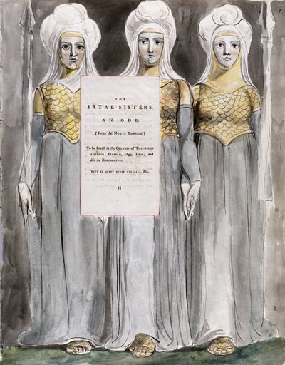 The Fatal Sisters, 67. terv a Thomas Gray verseiből alkotó: William Blake