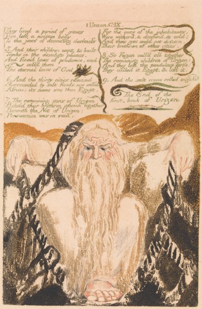 Urizen első könyve, 25. tábla, Évekig éltek. . . . (Bentley 28) alkotó: William Blake