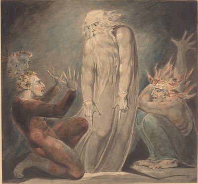 Sámuel szelleme megjelenik Saulnak alkotó: William Blake