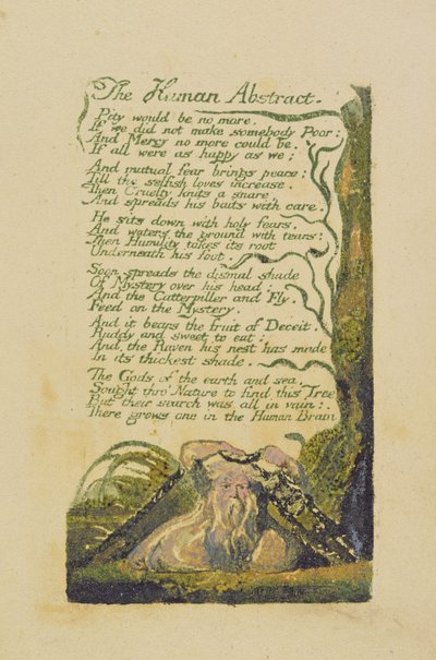 „The Human Abstract”, 45. lemez a „Songs of Experience”, 1794-ből (színes nyomtatott domborműves rézkarc) alkotó: William Blake