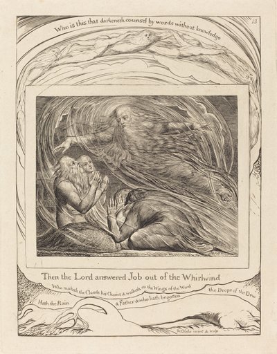 Az Úr válaszol Jóbnak a forgószélből, 1825. alkotó: William Blake