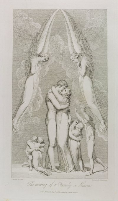 Egy család találkozása a mennyben, 4. o., Illusztráció William Blake (1757-1827) „The Grave, A Poem” című művéből, Luigi Schiavonetti (1765-1810) metszete, 1808 alkotó: William Blake