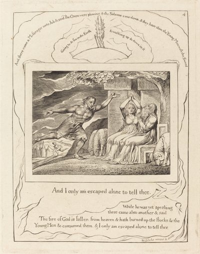 A hírnökök elbeszélik Jóbnak a szerencsétlenségeit alkotó: William Blake