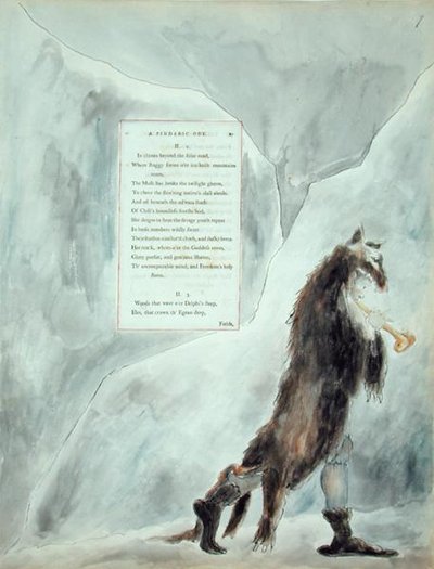 The Progress of Poesy, A Pindarikus óda, a "The Poems of Thomas Gray" című kötetből, megjelent 1797-98-ban (akvarell és fekete tinta, papír). alkotó: William Blake