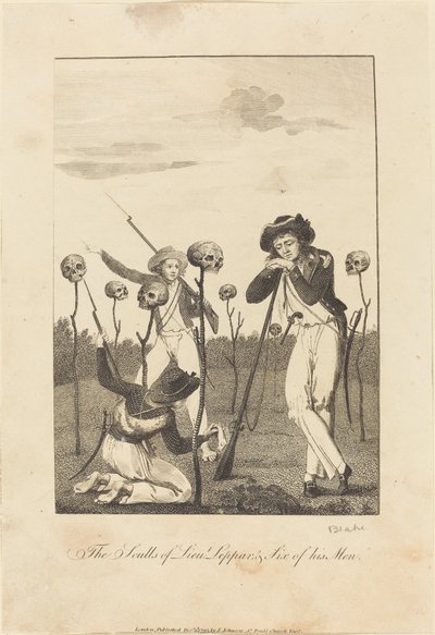 Leppar hadnagy koponyái és hat embere, 1793. alkotó: William Blake