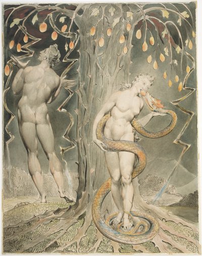 Éva kísértése és bukása (illusztráció Milton „Elveszett paradicsom” című művéhez) alkotó: William Blake