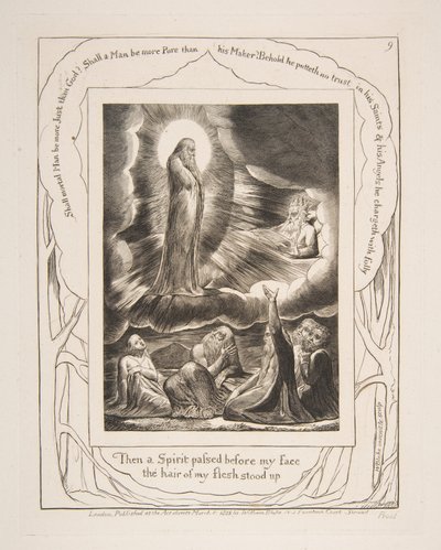 Elifáz látomása, Jób könyvének illusztrációiból, 1825-26. alkotó: William Blake