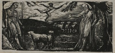 Thenot Remonstrates Colinet-vel, Lightfoot a háttérben, a The Pastorals of Vergiliusból alkotó: William Blake