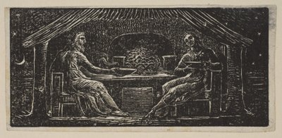 Thenot és Colinet megeszik az esti vacsorát, a Thorntons Pastorals of Vergilből, 1821. alkotó: William Blake