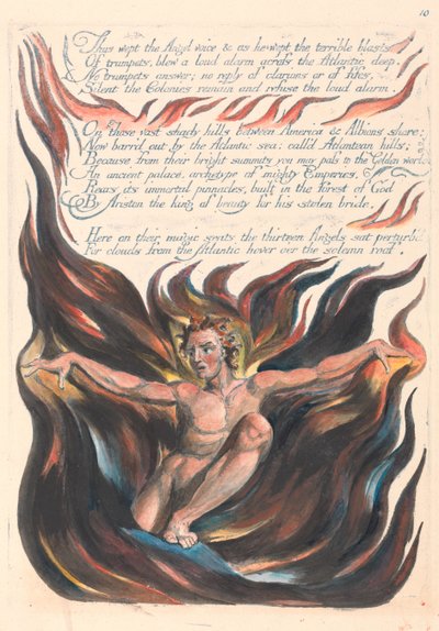 „Így sírt az Angyal hangja, és miközben sírt, a rettenetes széllökések...” (12. tábla) alkotó: William Blake