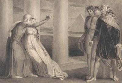 Tiriel támogatja a haldokló Myratanát és átkozta fiait alkotó: William Blake