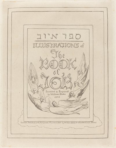 Jób könyvének vésett illusztrációinak címlapja, 1825. alkotó: William Blake