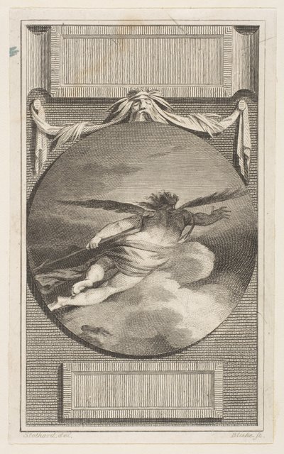 Felhőkön átrepülő szárnyas alak, kb. 1780-87. alkotó: William Blake