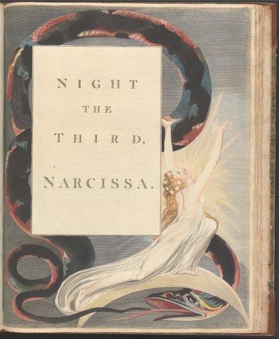 Young éjszakai gondolatai, 43. oldal, Harmadik éjszaka, Narcissa. alkotó: William Blake