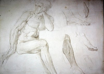Férfi akttanulmányok (ceruza papíron) alkotó: William Blake Richmond