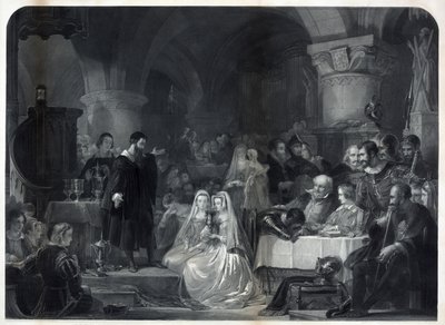 John Knox az első protestáns áldozást szolgáltatja, kocsma. 1849 alkotó: William Bonner