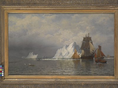 Bálnavadászok és halászhajók Labrador partja közelében (olaj, vászon) alkotó: William Bradford