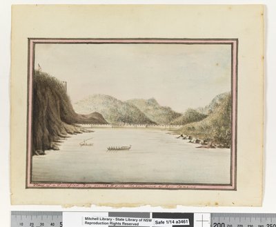 Opp. p. 39. „Kilátás egy megerősített öbölre Rio Janeiro bejáratának keleti oldalán”, 1802 körül (akvarell) alkotó: William Bradley