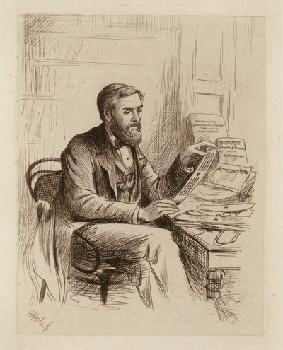 Julius Eggeling, a szanszkrit és összehasonlító filológia professzora (metszet) alkotó: William Brassey (after) Hole