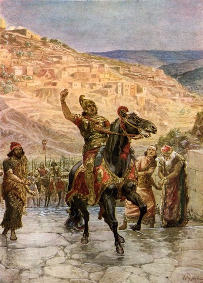 Az asszír Rabsake Jeruzsálem átadását követeli - Biblia alkotó: William Brassey Hole