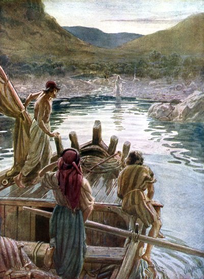 Jézus megjelenik a tanítványoknak a Galileai-tengernél – Biblia alkotó: William Brassey Hole