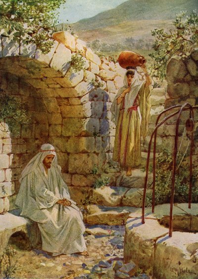 Jézus vizet kér egy samáriai asszonytól - Biblia alkotó: William Brassey Hole