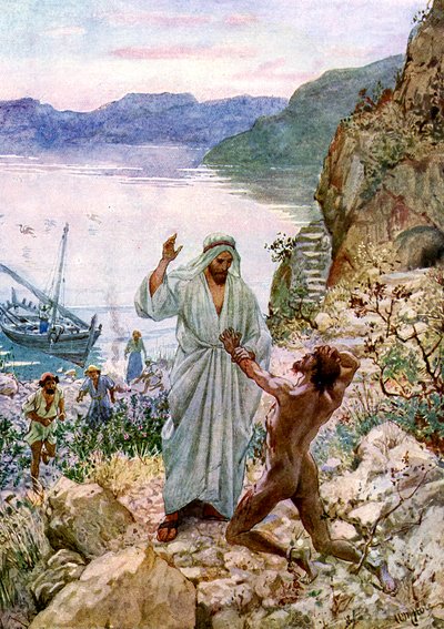 Jézus meggyógyítja a démonoktól megszállt embert - Biblia alkotó: William Brassey Hole