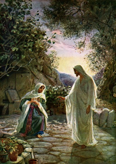 Mária Magdolna a feltámadt Jézushoz beszél – Biblia alkotó: William Brassey Hole