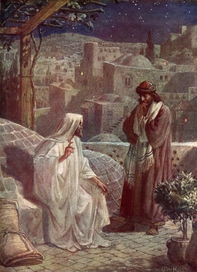 Nikodémus felkeresi Jézust, hogy meghallgassa tanítását - Biblia alkotó: William Brassey Hole