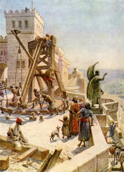 Uzziás hadigépeket állít a falakon - Biblia alkotó: William Brassey Hole
