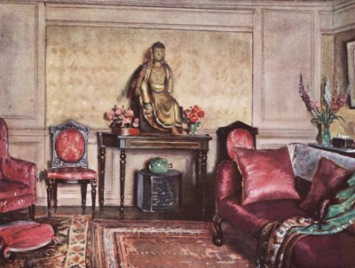 Belsőépítészet: A rózsaszín sikeres használatát bemutató berendezési terv (színes litográfia). alkotó: William Bruce Ellis Ranken