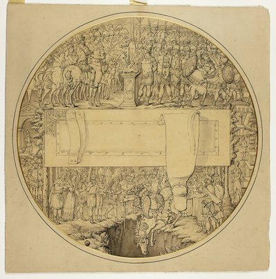 Szertartási pajzs római csatajelenettel alkotó: William Burgess