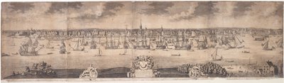 A Ye Flourishing City of New York déli kilátása az amerikai New York tartományban, John Harris metszetével, 1717-18 alkotó: William Burgis